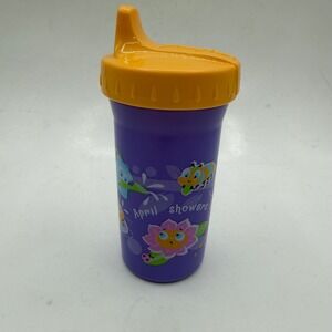 Playtex April Showers Bring May Flowers Sippy Cup Purple Orange Vintage 2004